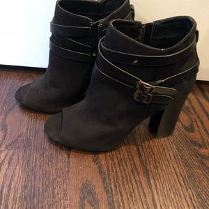 Black open-toed booties